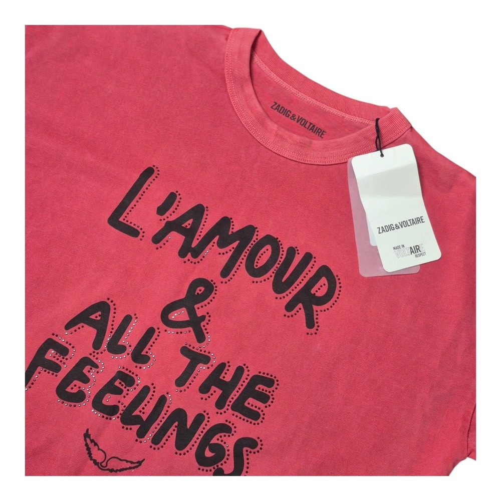 Zadig & Voltaire Women's XS Red L'Amour All The Feelings Graphic T-Shirt NWT